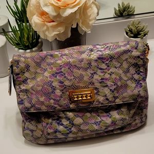 Python Print Green Purple Patent Leather Bag